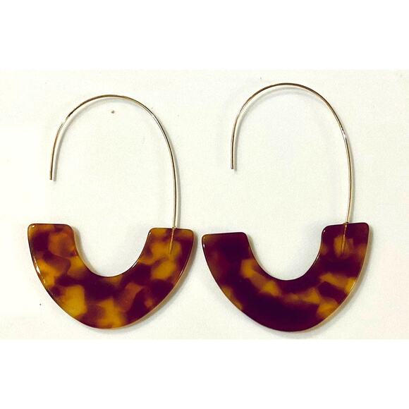Tortoise Shell Acrylic Wire Loop Earrings - Picture 1 of 1